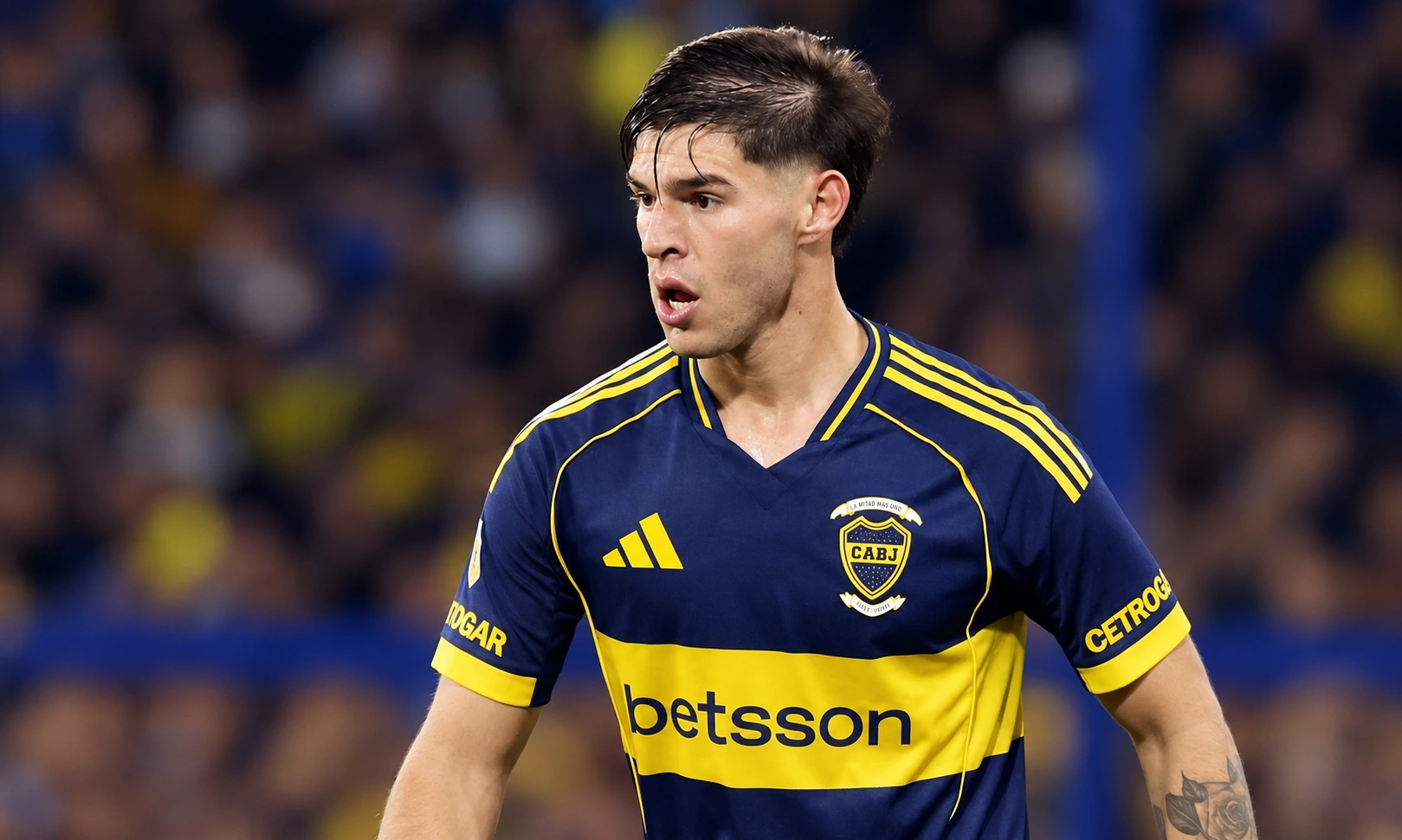 Marco Pellegrino con la camiseta de Boca Juniors